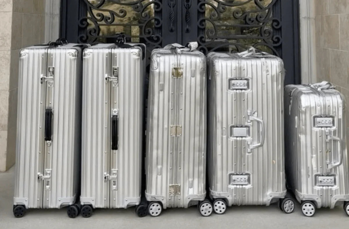 hardshell rimowa luggage family set silver chrome