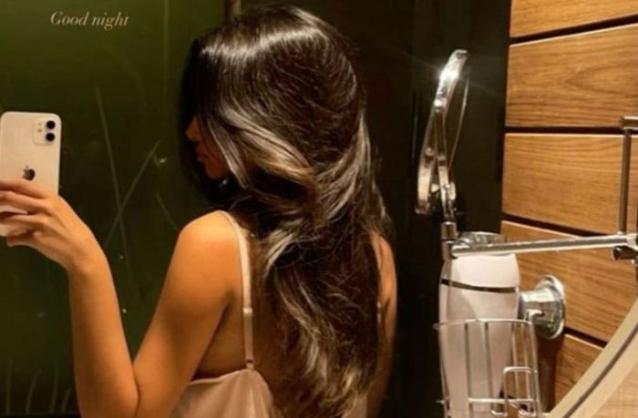 women doing night routine long luscious hair 