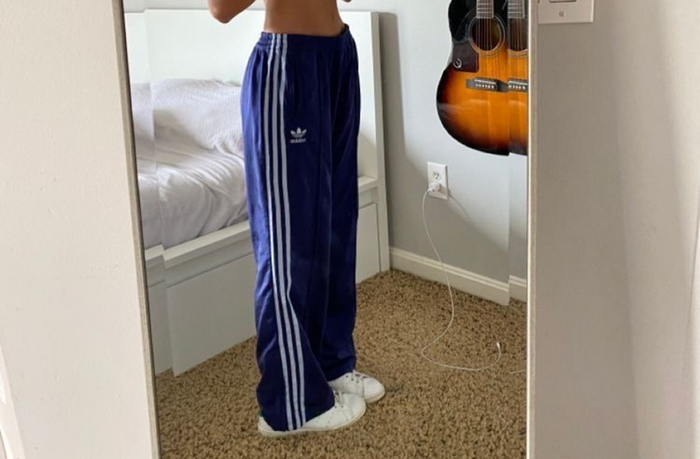 women wearing navy petite nylon joggers