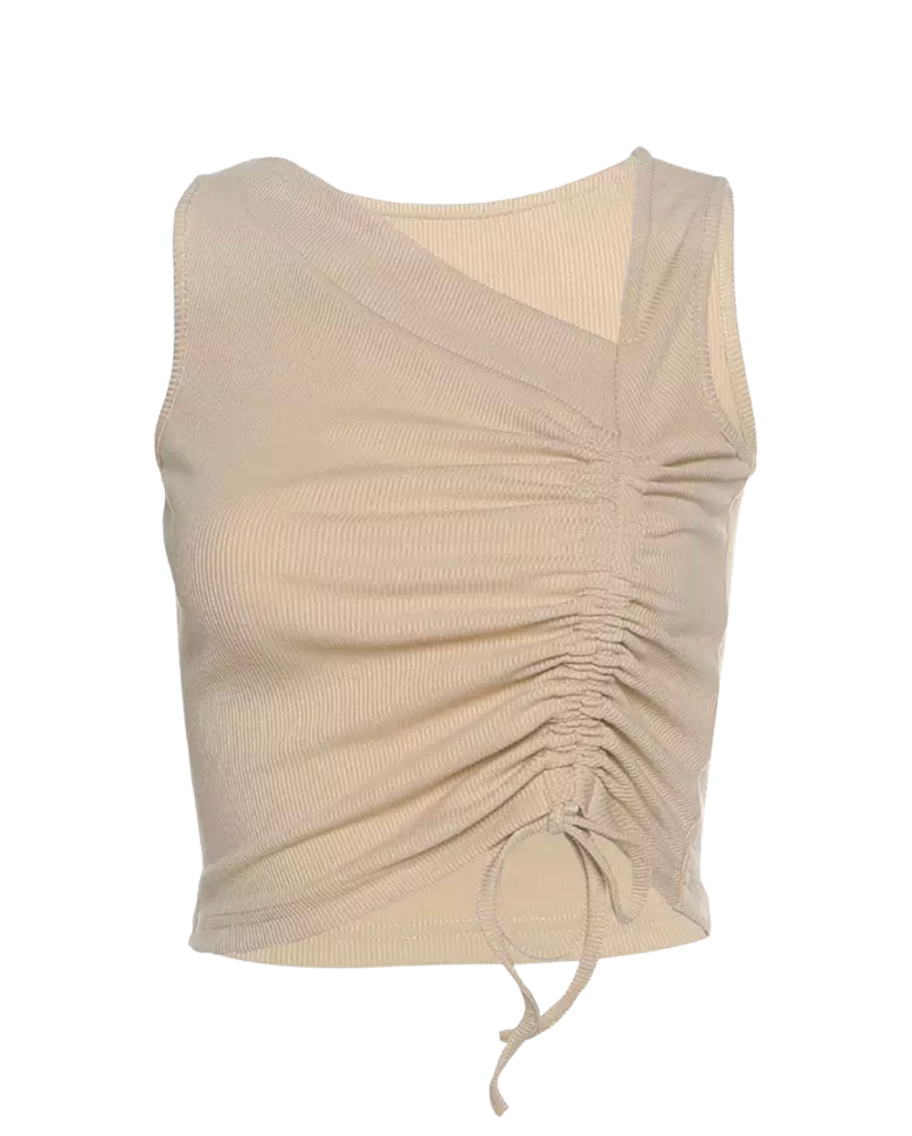 JOHANNAH RIBBED PULL STRING TANK TOP BEIGE (SAMPLE SALE)