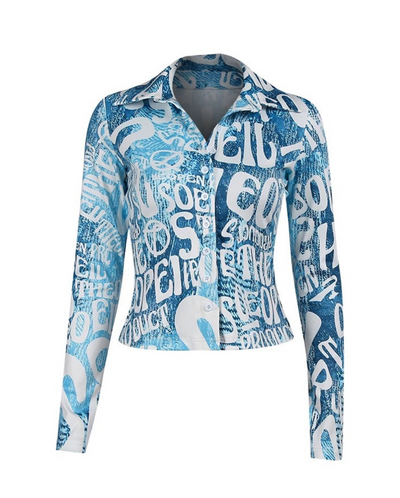 JACKIE PRINTED LONG SLEEVE TOP (SAMPLE SALE)