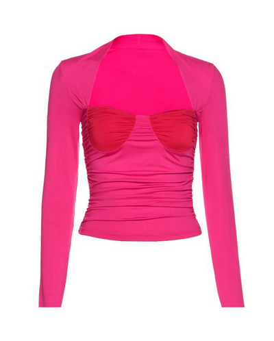 SCARLETTE LONG SLEEVE TOP PINK/RED (SAMPLE SALE)