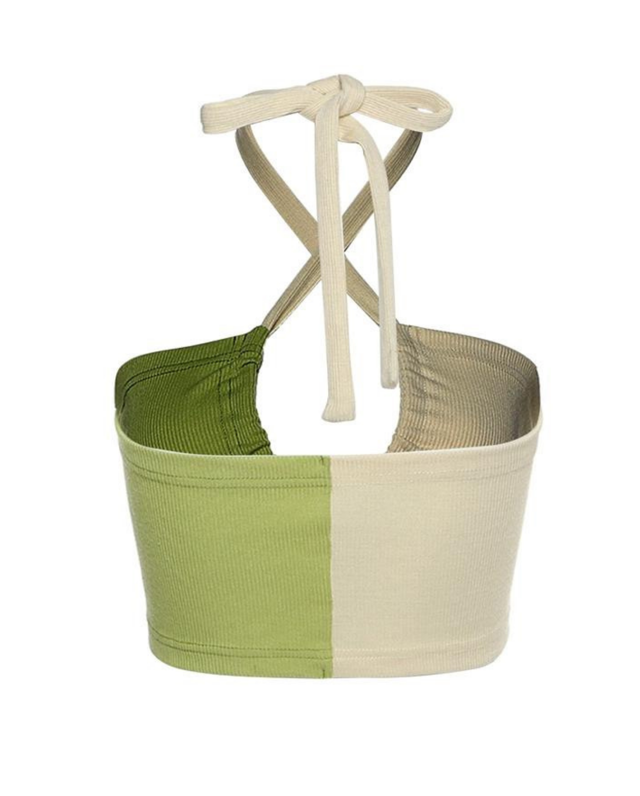 IMANI CUT OUT HALTER CROP TOP GREEN/WHITE (SAMPLE SALE)