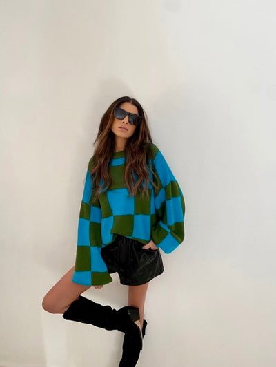 DEMI COLORBLOCK OVERSIZED KNIT SWEATER