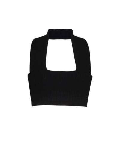 WINNIE RIBBED HALTER TOP BLUE