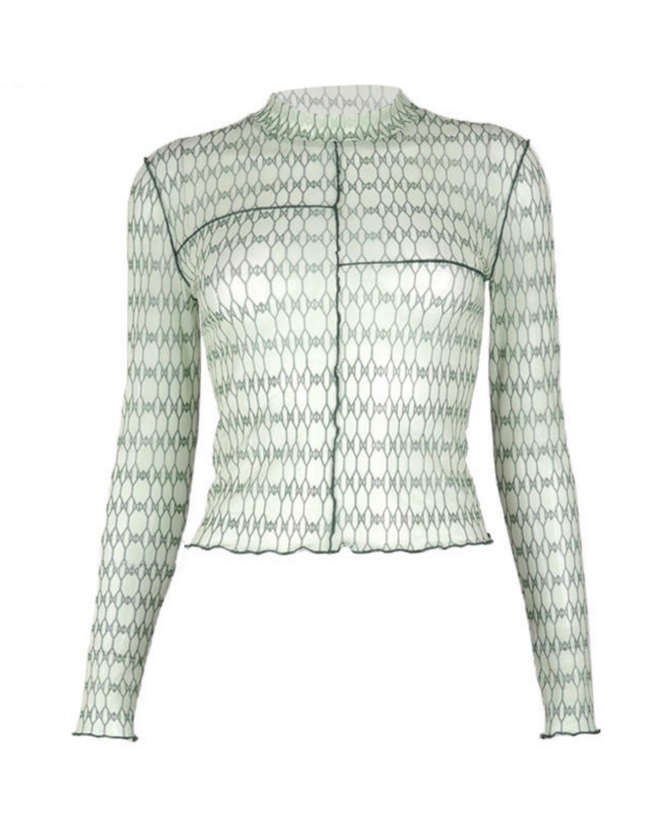 SANAYA MESH LONG SLEEVE TOP GREEN (SAMPLE SALE)