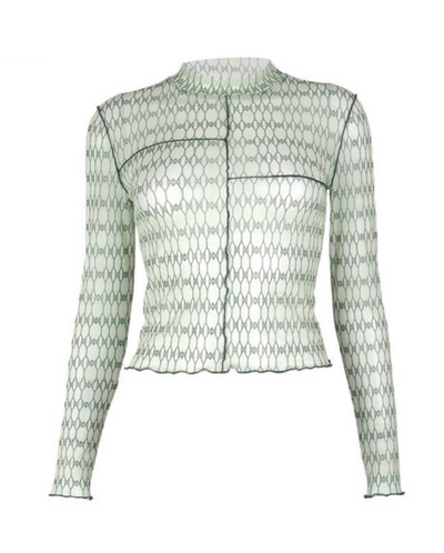 SANAYA MESH LONG SLEEVE TOP GREEN (SAMPLE SALE)
