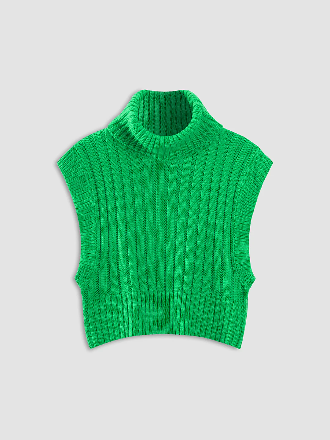 AVA CABLE KNIT TURTLENECK VEST GREEEN