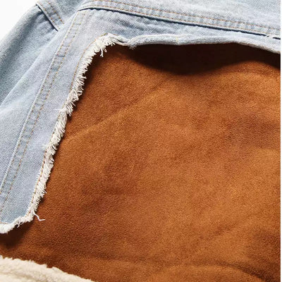 LESLIE PATCHWORK DENIM SHERPA JACKET