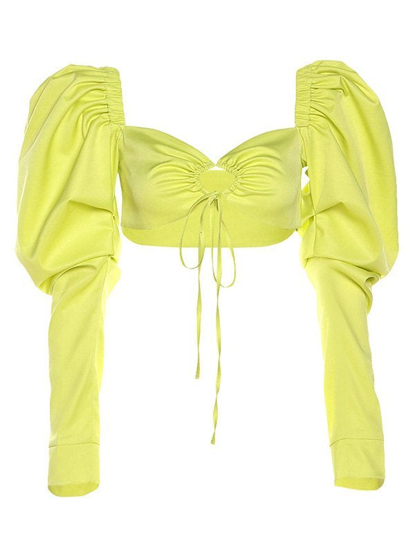 JODIE PUFFED SHOULDER LONG SLEEVE YELLOW (SAMPLE SALE)