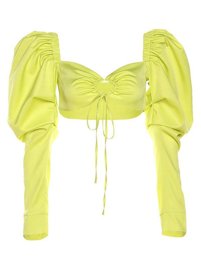 JODIE PUFFED SHOULDER LONG SLEEVE YELLOW (SAMPLE SALE)