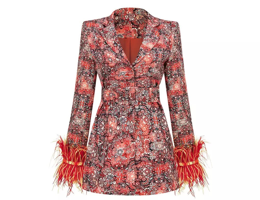 RUBY OSTRICH FEATHER BLAZER DRESS