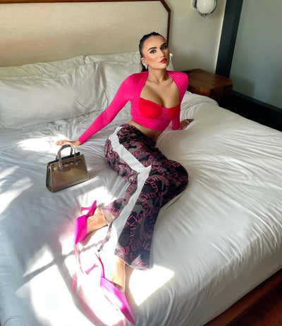 SCARLETTE LONG SLEEVE TOP PINK/RED (SAMPLE SALE)