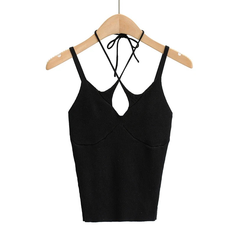 ISLA RIBBED HALTER CROP TOP
