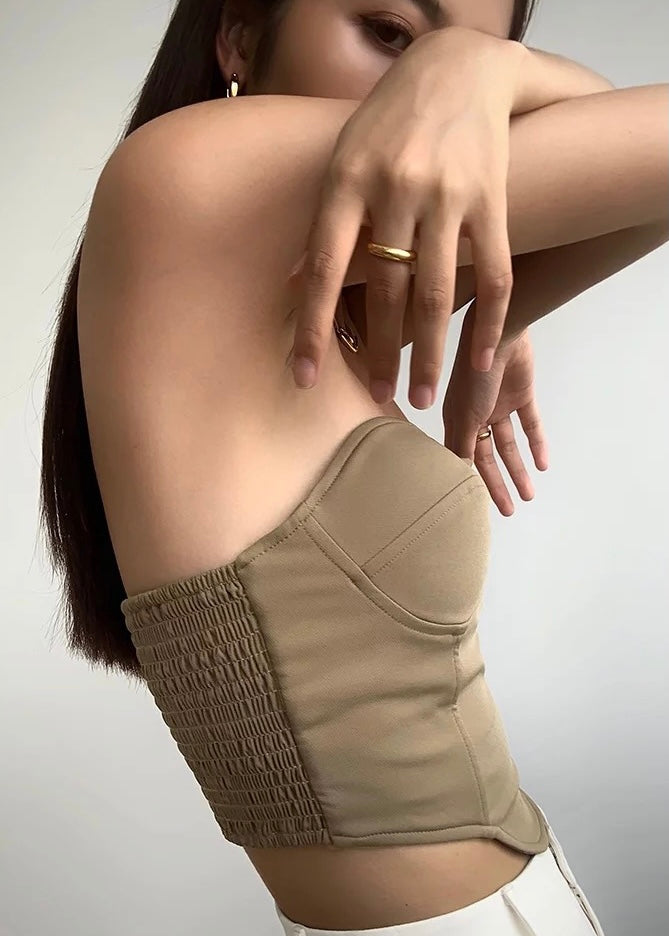DAYANARA STRAPLESS CORSET TOP CAMEL (SAMPLE SALE)