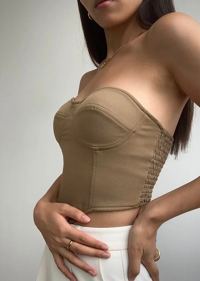 DAYANARA STRAPLESS CORSET TOP CAMEL (SAMPLE SALE)