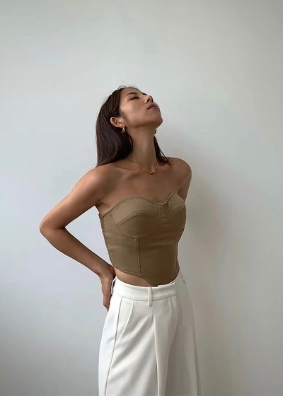 DAYANARA STRAPLESS CORSET TOP CAMEL (SAMPLE SALE)