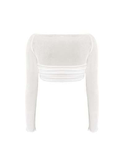 LILA SHEER OFF-THE-SHOULDER CROPPED LONG SLEEVE WHITE (PRE-ORDER)