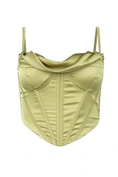 MILLY SATIN CORSET TOP GREEN (SAMPLE SALE)